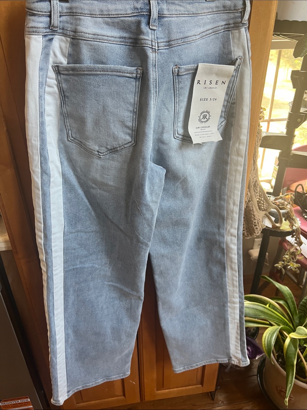 risen Light Blue Wide-Leg Jeans with White Side Stripe 3/26 - Picture 6 of 11